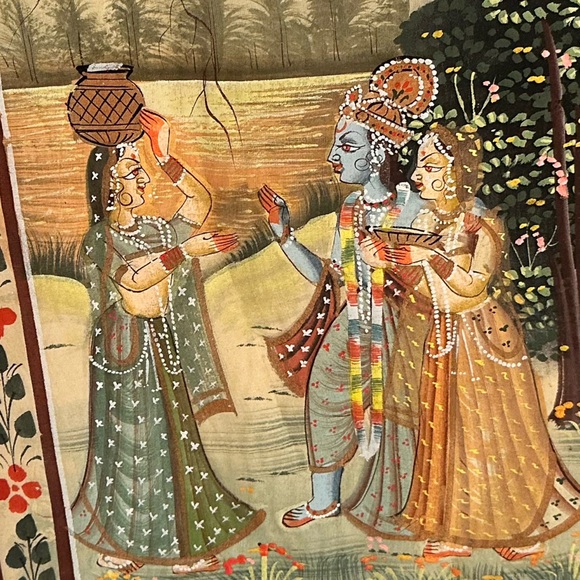 Silk Painting Mughal Style Hand Painting on Silk - Picture 9 of 10